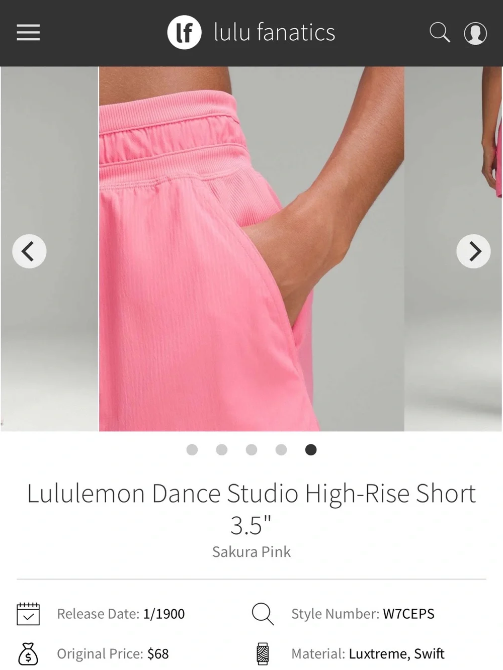 NWT Lululemon Dance Studio High-Rise Short 3.5